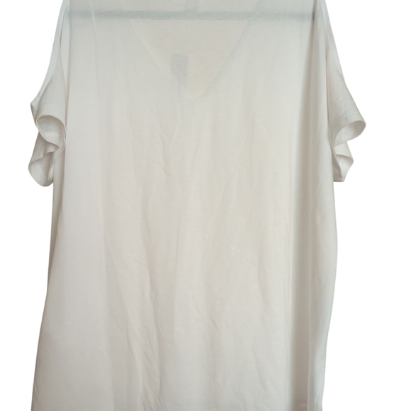 Michael Kors V-neck Cold Shoulder White T-shirt Size Large NWT** - Picture 2 of 7